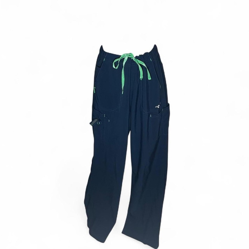 Carhartt Navy Blue Scrub Pants with Green Drawstring